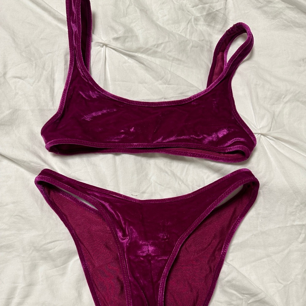 Pink Velvet Triangl Swimsuit